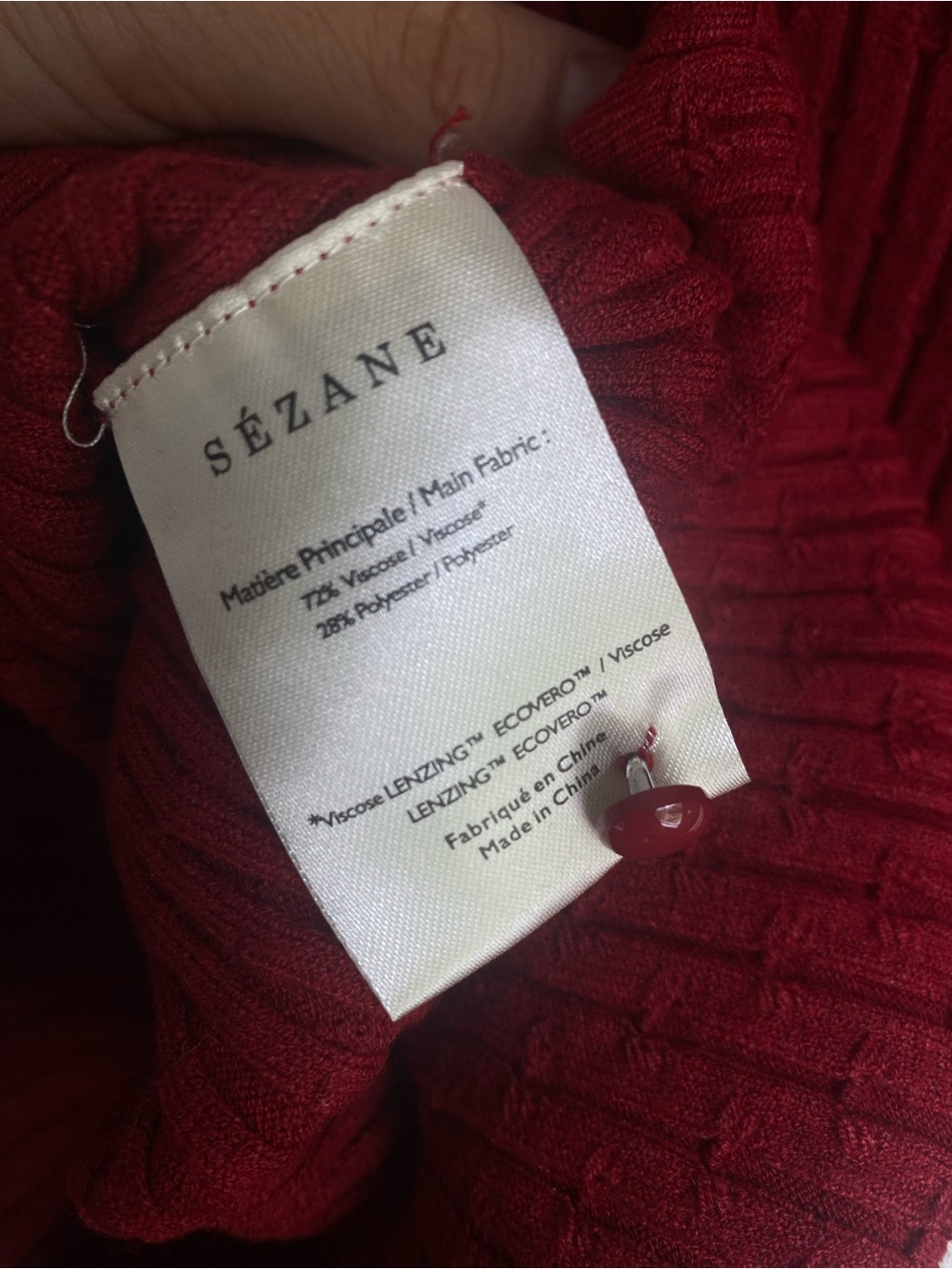 NWT Sezane Pull Dita Red Ribbed Long-Sleeve Sweater Size XS - Picture 10 of 12
